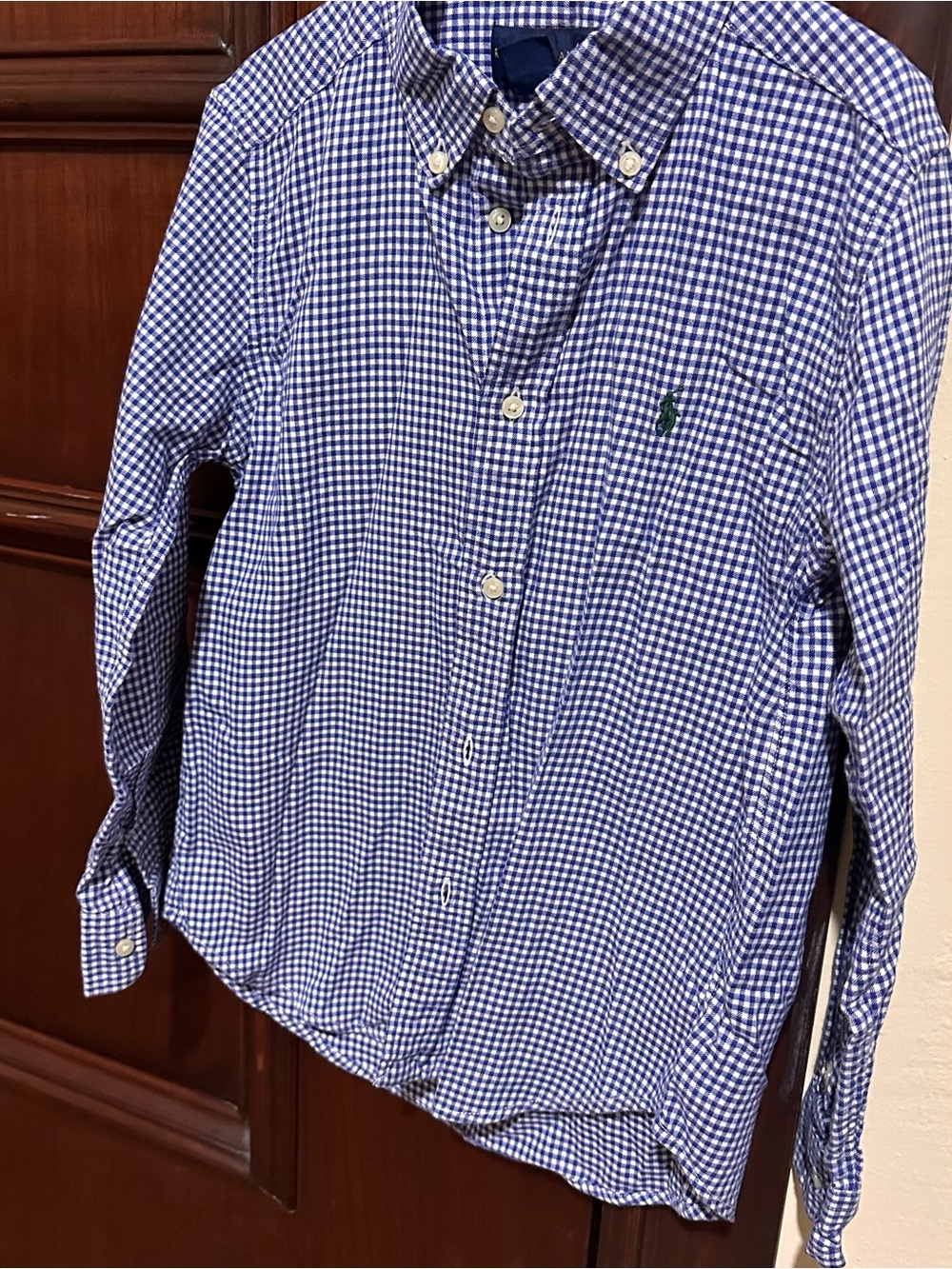 Ralph Lauren Navy and White Gingham Button-Down Shirt